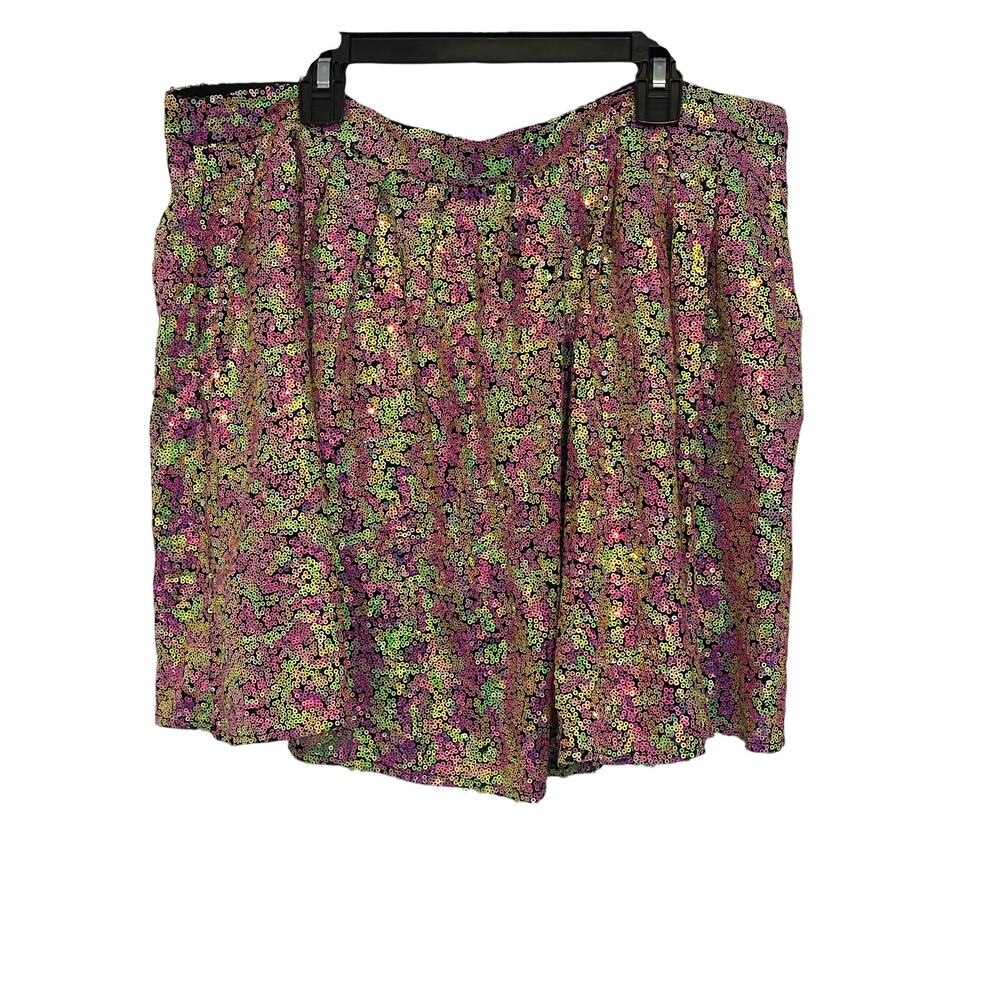 EUC Queen of Sparkles Mini Skirt Sz XL Neon Sequin - Picture 2 of 7